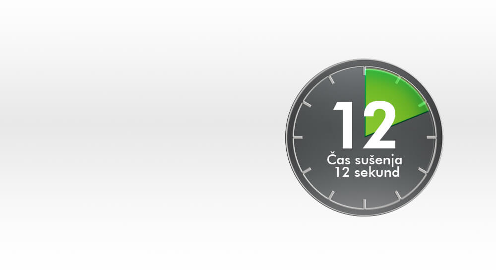 Čas sušenja 12 sekund z Dyson Airblade Tap sušilnikom  za roke