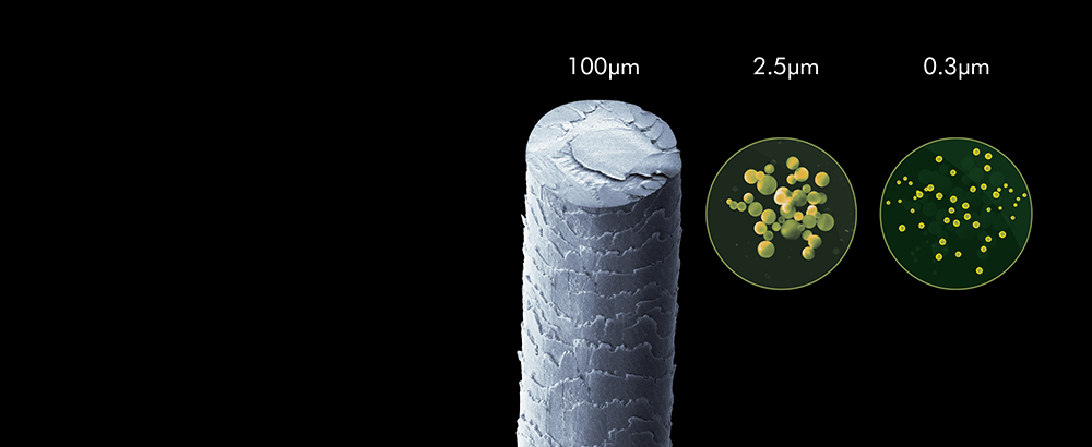 Slika, ki predstavlja lase in druge manjše delce