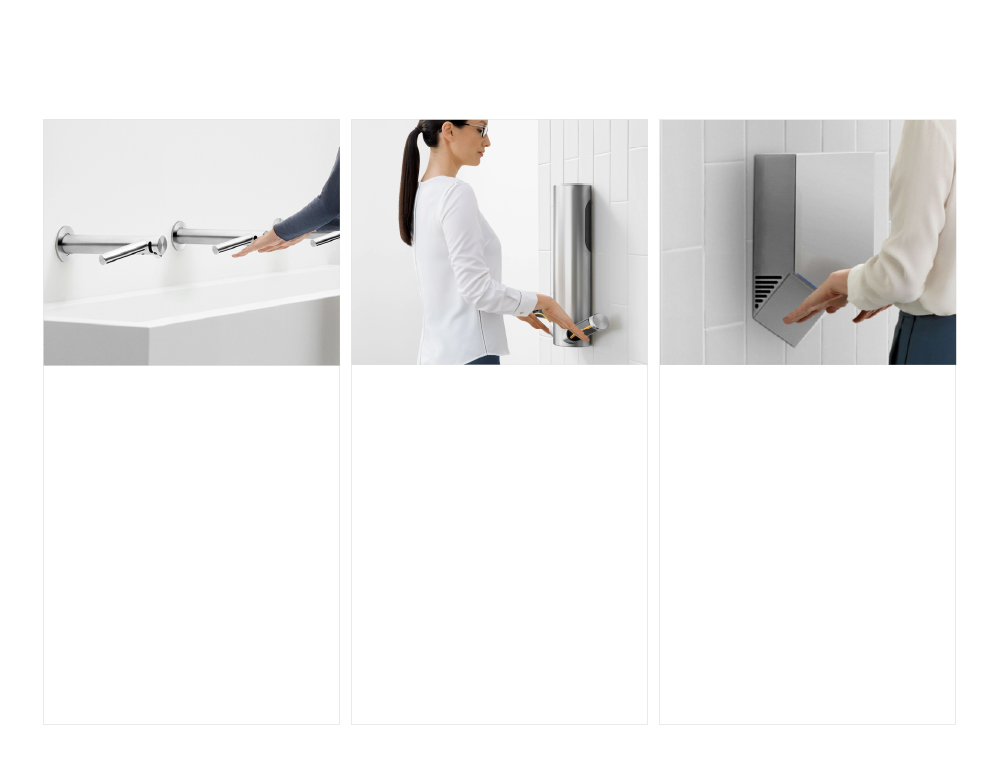 Ženska, ki si suši roke s sušilnikom Dyson Airblade V Sušenje rok s sušilnikom Dyson Airblade Wash+Dry Ženska, ki si suši roke s sušilnikom Dyson Airblade 9kJ 